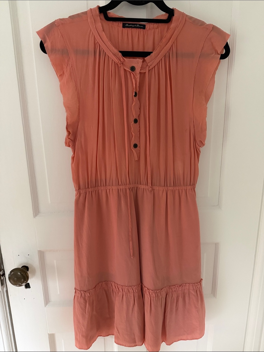 Broadway & Broome Coral Sleeveless Dress - Gathered Neckline